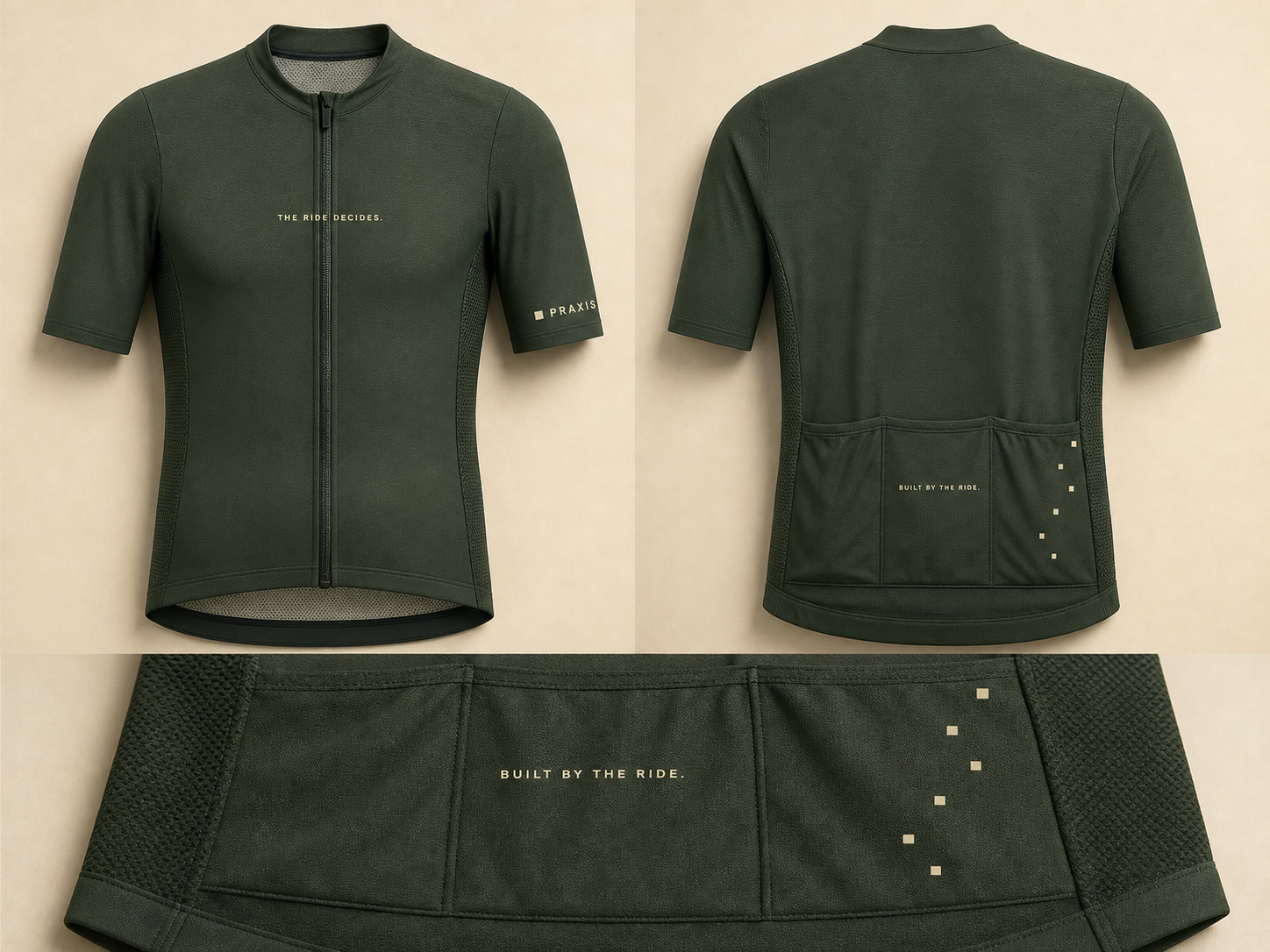 Deep forest jersey with a restrained glass pixel field