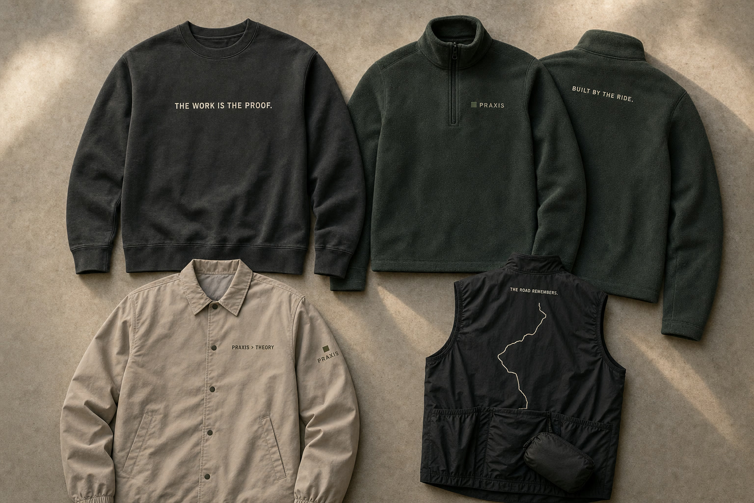 Black and deep green Praxis cold weather layers