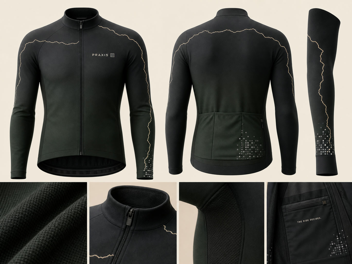Black Weather System thermal jersey with a route across the shoulders